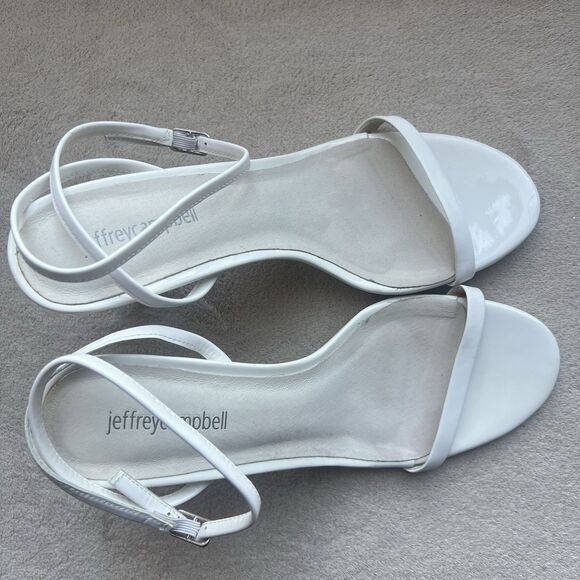 Jeffrey Campbell Illusive White Patent Leather Stiletto Heel Sandals Women 9 - Picture 6 of 14